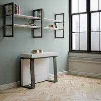 Consolle allungabile 90x40/288 cm Asira Bianco Frassino telaio Antracite