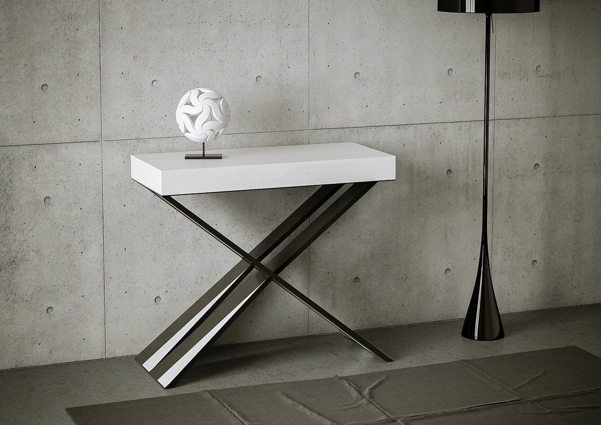 Consolle allungabile 90x40/300 cm Diagis Bianco Frassino telaio Antracite