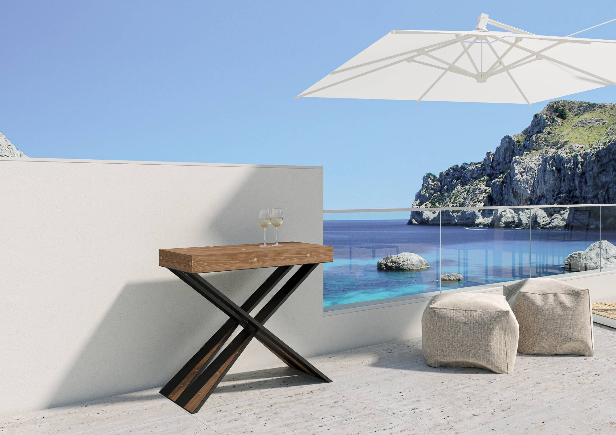 Consolle allungabile 90x40/190 cm Diagis Small Abete Tinto telaio Antracite