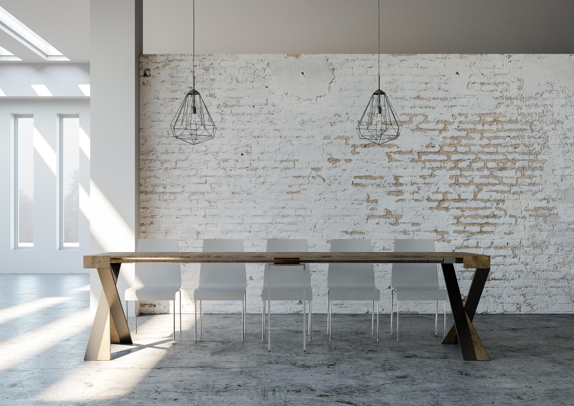 Consolle allungabile 90x40/300 cm Diagis Noce telaio Antracite