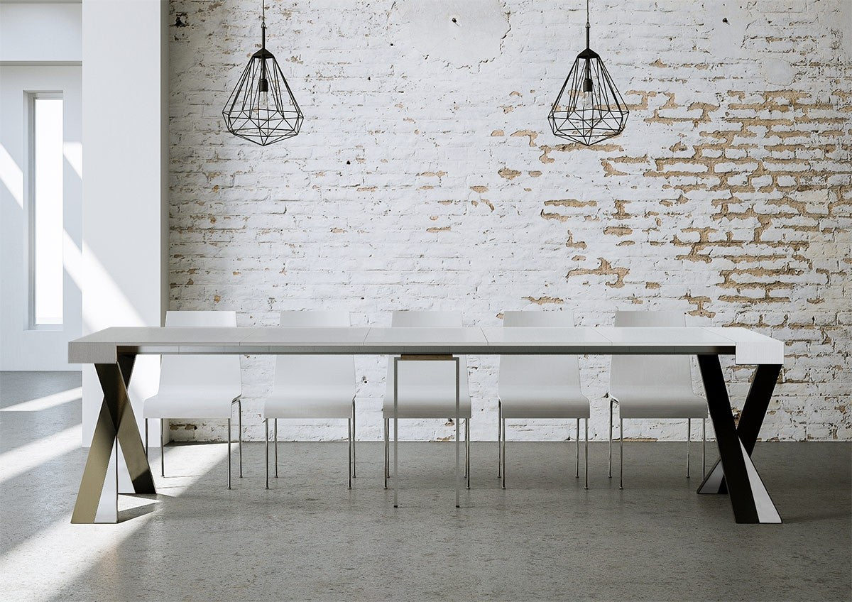 Consolle allungabile 90x40/300 cm Diagis Bianco Frassino telaio Antracite