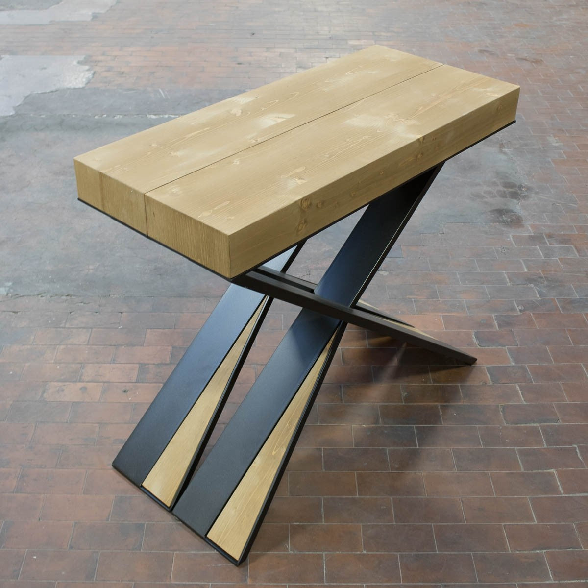 Consolle allungabile 90x40/290 cm Diagis Abete Tinto telaio Antracite