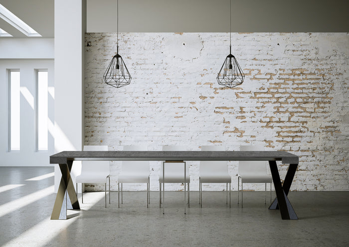 Consolle allungabile 90x40/300 cm Diagis Cemento telaio Antracite