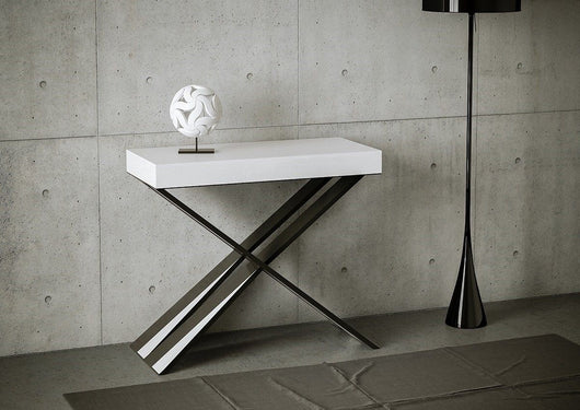 Consolle allungabile 90x40/196 cm Diago Small Premium Bianco Frassino telaio Antracite