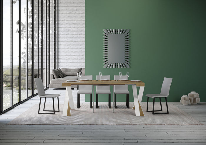 Consolle allungabile 90x40/196 cm Diagis Small Quercia Natura telaio Bianco