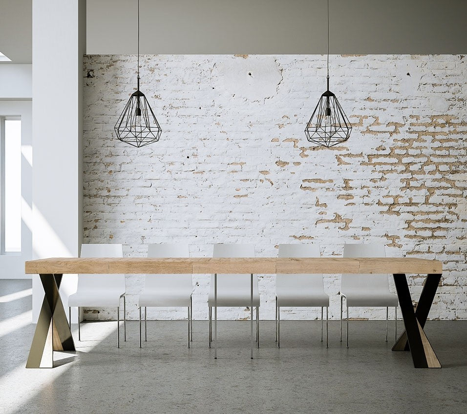 Consolle allungabile 90x40/300 cm Diagis Premium Quercia Natura telaio Antracite