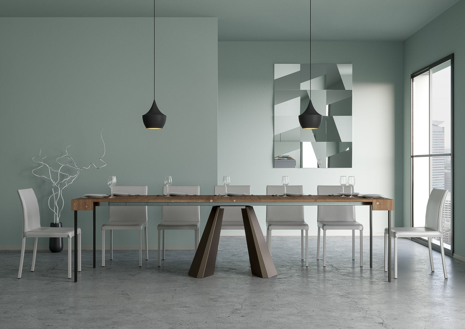 Consolle allungabile 90x40/290 cm Dianthus Abete Tinto telaio Orso