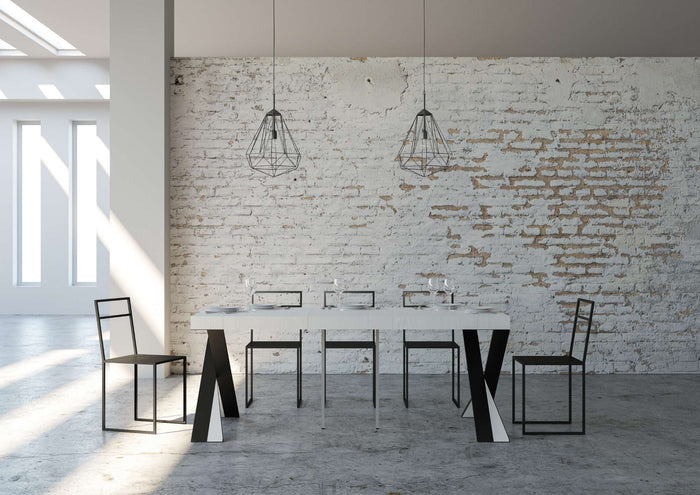 Consolle allungabile 90x40/300 cm Diagis Premium Bianco Frassino telaio Antracite