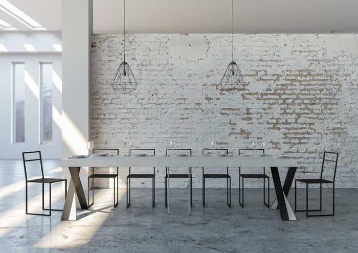 Consolle allungabile 90x40/300 cm Diagis Premium Bianco Frassino telaio Antracite