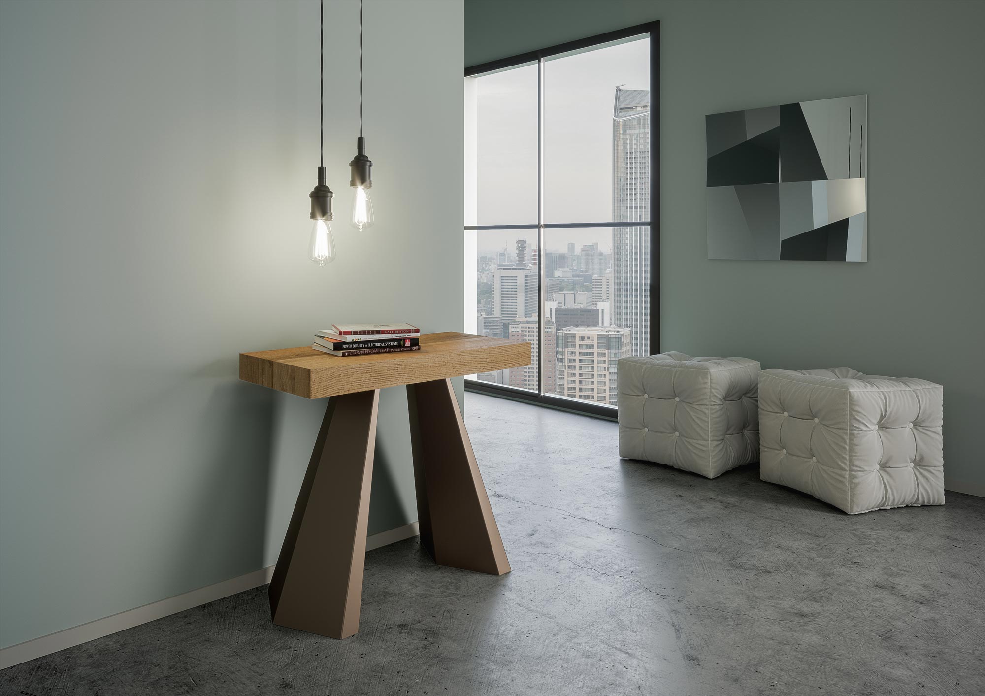 Consolle allungabile 90x40/196 cm Dianthus Small Quercia Natura telaio Orso