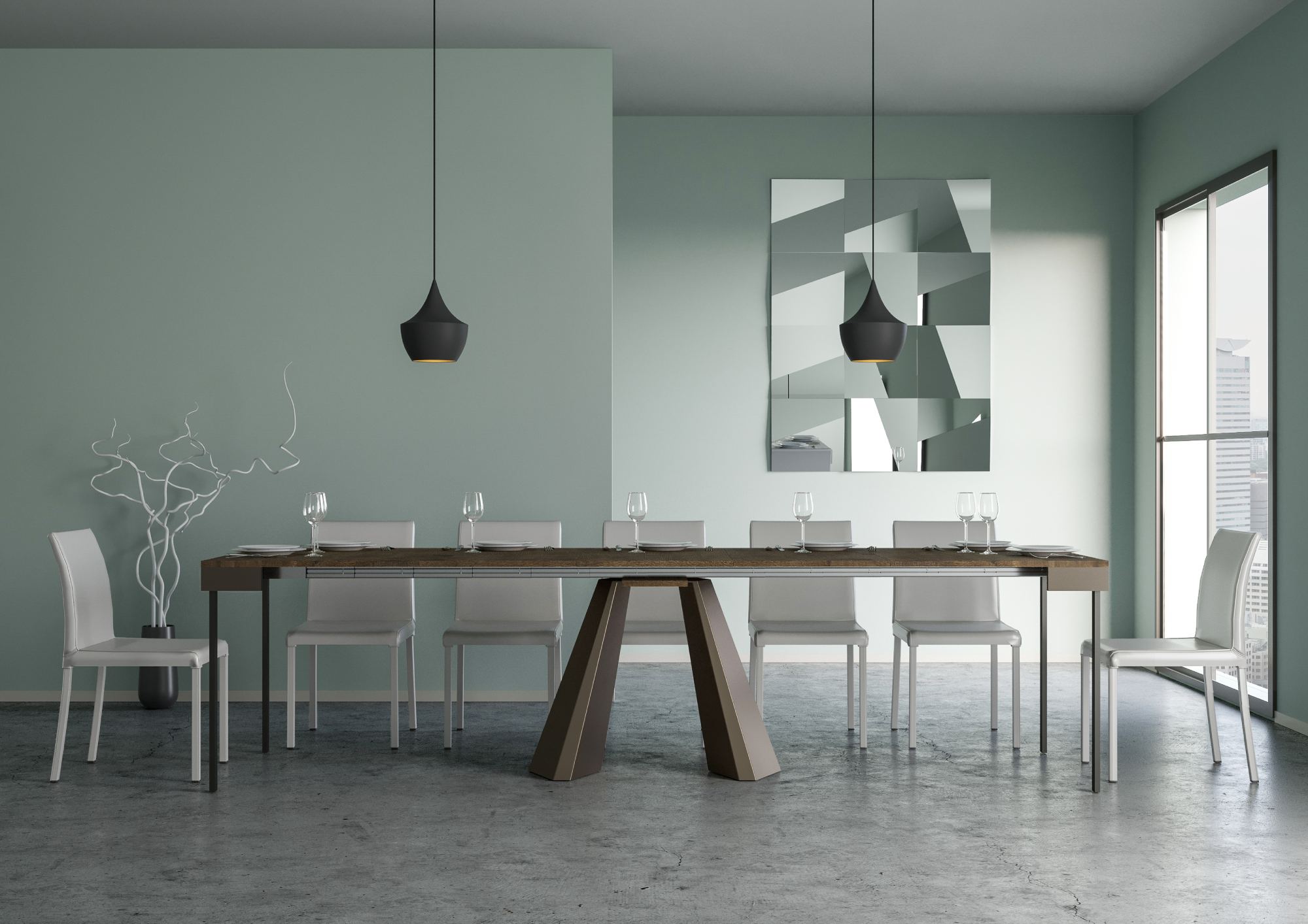 Consolle allungabile 90x40/300 cm Dianthus Evolution Noce telaio Orso