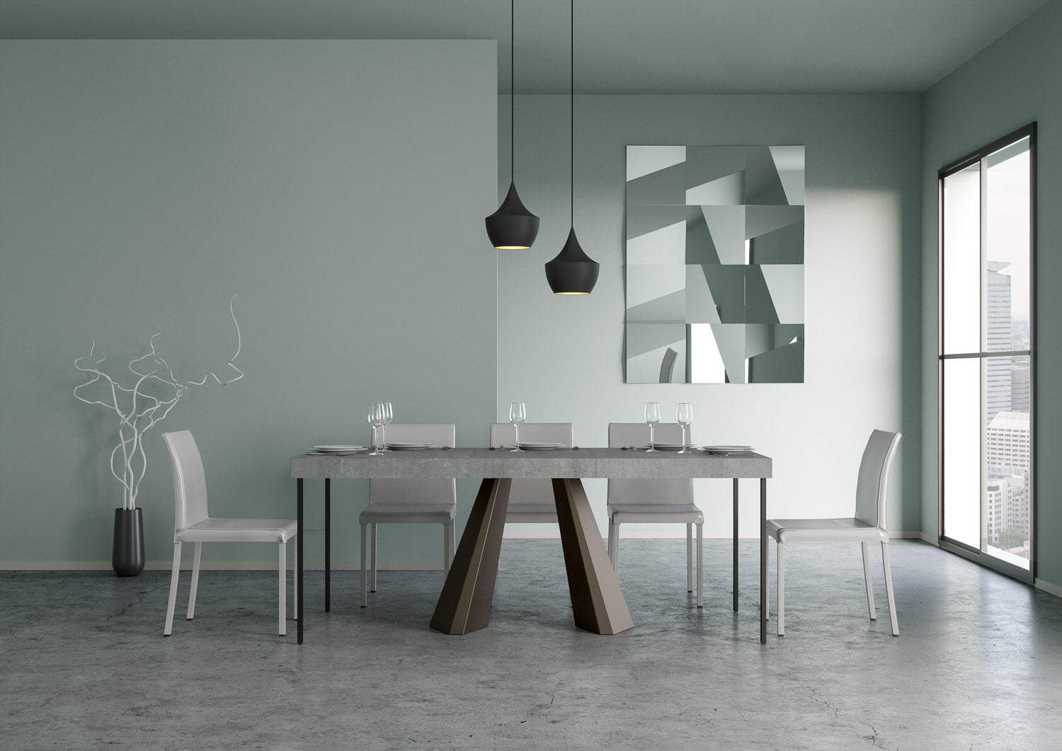 Consolle allungabile 90x40/300 cm Dianthus Premium Cemento telaio Orso