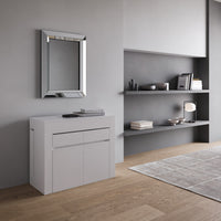 Consolle allungabile 90x42/302 cm Evolis Bianco Frassino con panca inferiore e superiore