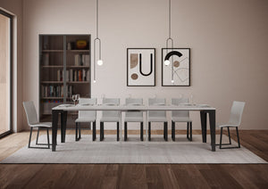 Consolle allungabile 90x40/300 cm Flaris Evolution Bianco Frassino telaio Antracite