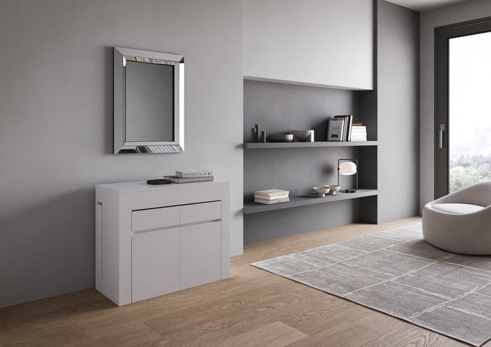 Consolle allungabile 90x42/302 cm Evolis Bianco Frassino con panca inferiore e superiore