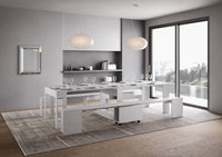 Consolle allungabile 90x42/302 cm Evolis Bianco Frassino con panca inferiore e superiore