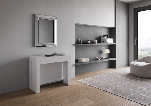 Consolle allungabile 90x42/302 cm Evolis Bianco Frassino con panca inferiore e superiore