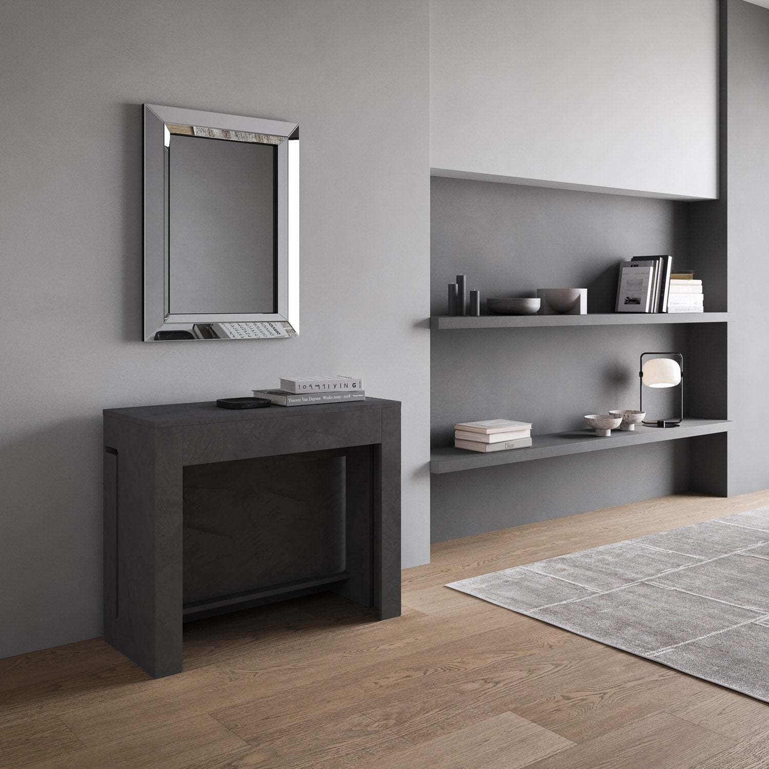 Consolle allungabile 90x42/302 cm Evolis Antracite Spatolato