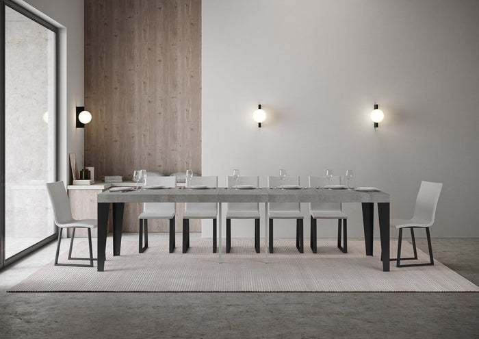 Consolle allungabile 90x40/300 cm Flaris Premium Cemento telaio Antracite