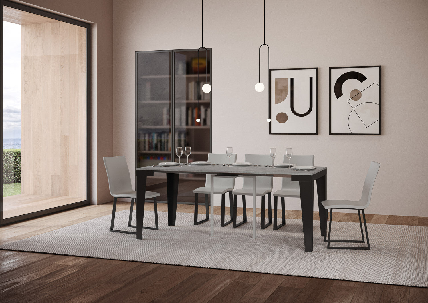 Consolle allungabile 90x40/196 cm Flaris Small Evolution Cemento telaio Antracite