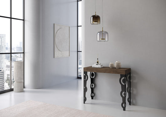 Consolle allungabile 90x40/300 cm Karayan Premium Noce telaio Antracite