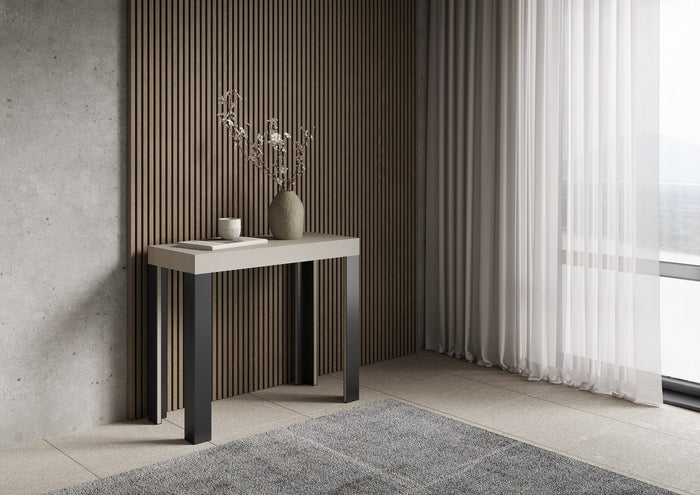 Consolle allungabile 90x40/300 cm Lineo Cashmere telaio Antracite