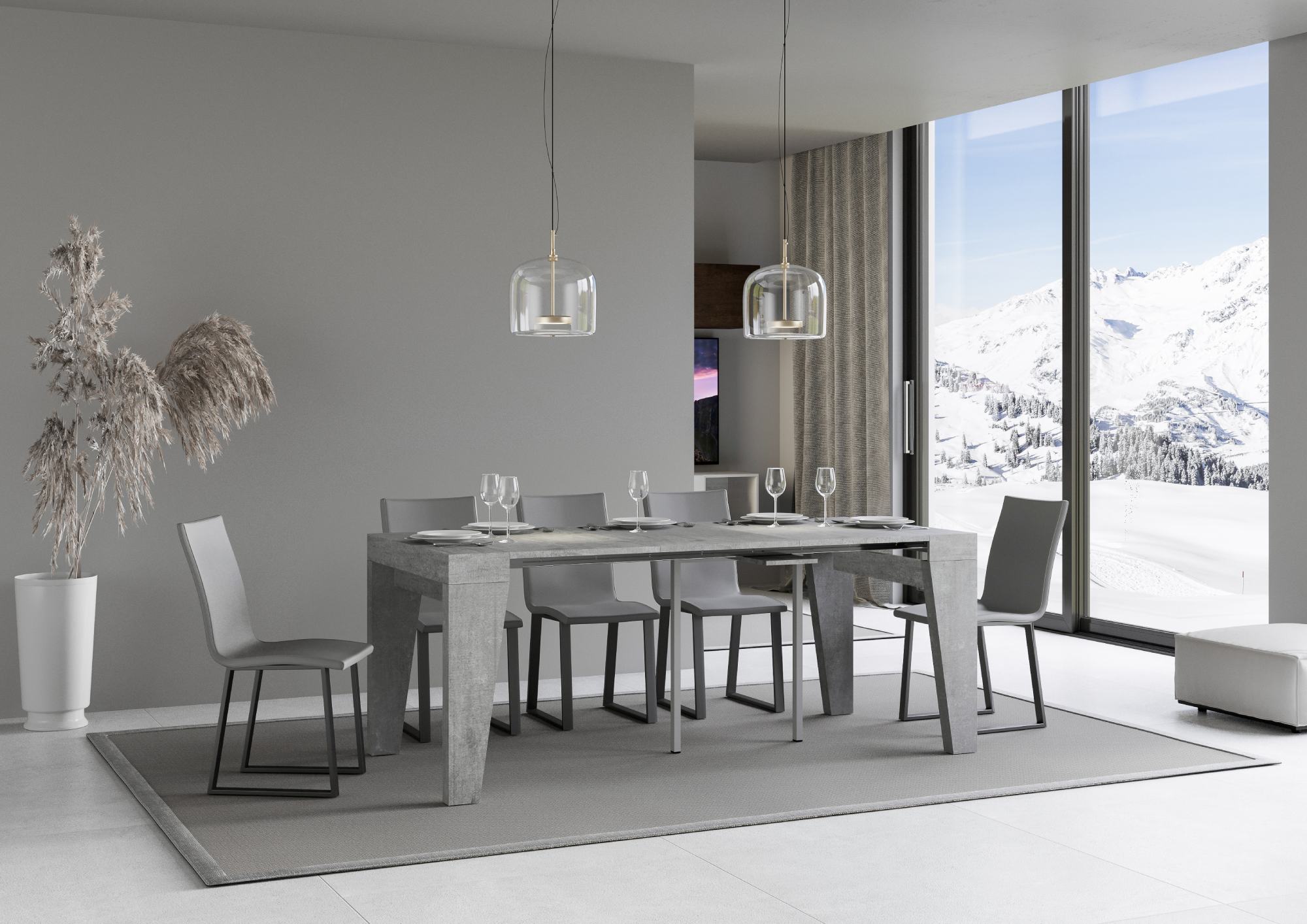 Consolle allungabile 90x40/196 cm Naxor Small Cemento