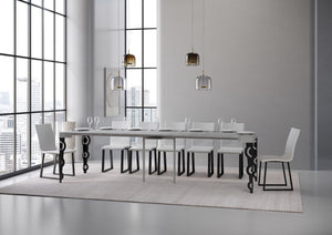 Consolle allungabile 90x40/300 cm Karayan Cemento telaio Antracite