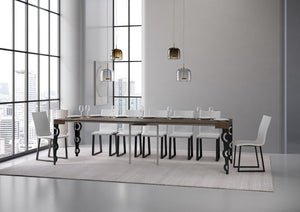 Consolle allungabile 90x40/300 cm Karayan Noce telaio Antracite