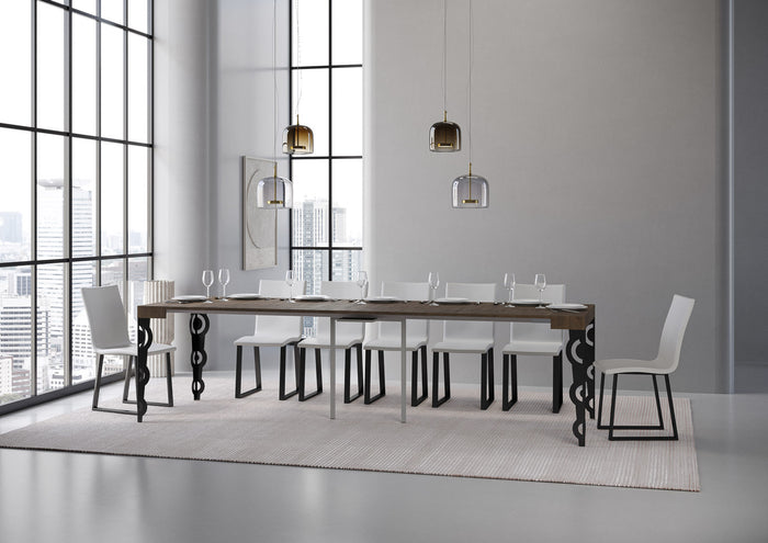 Consolle allungabile 90x40/300 cm Karayan Noce telaio Antracite