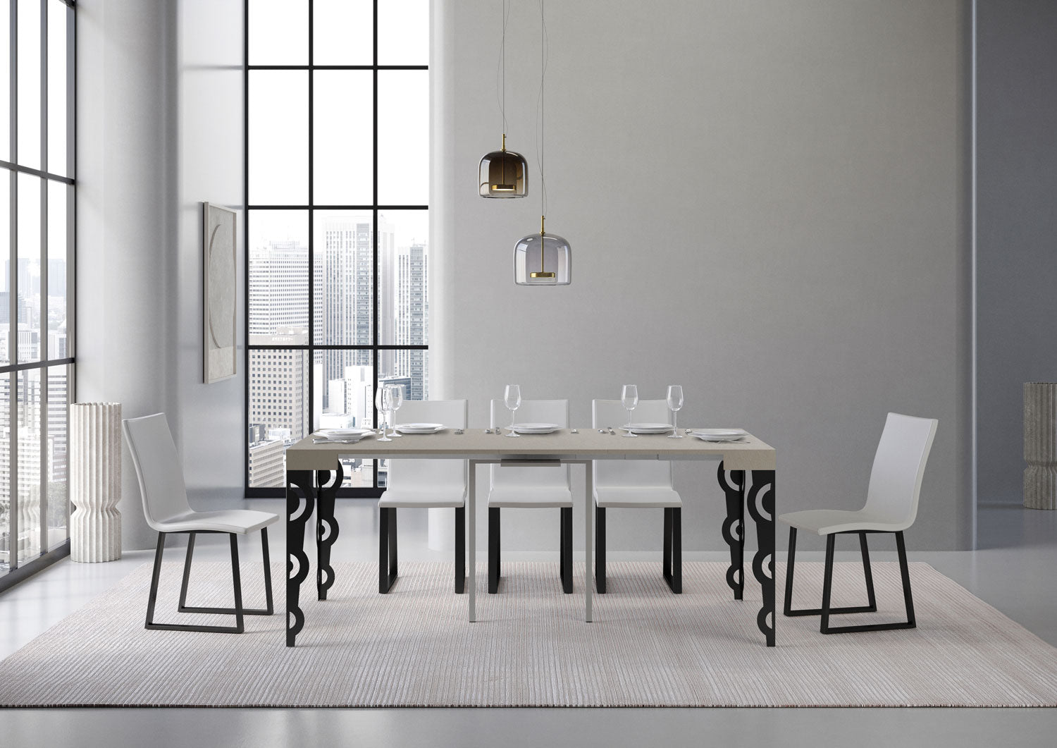 Consolle allungabile 90x40/300 cm Karayan Cashmere telaio Antracite