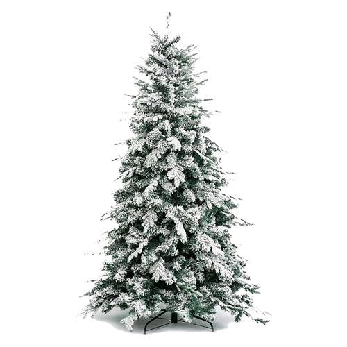 Albero Di Natale Innevato Floccato Real Touch Alaska 180cm Base 124 cm 1366 Rami