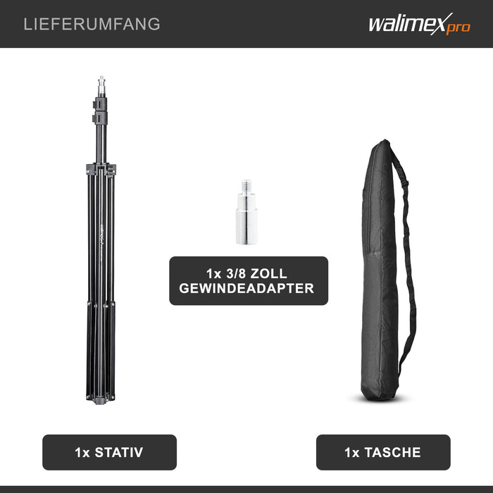 WT-803 Stativo per luci con adattatore - Treppiede in alluminio per studio foto, altezza max 208 cm portata max 3,5 kg per flash softbox