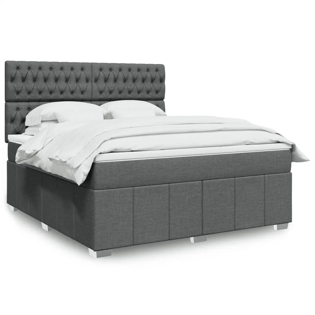 Giroletto a Molle con Materasso Grigio Scuro 180x200 cm Tessuto
