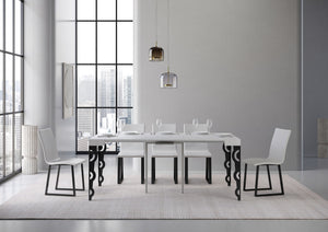 Consolle allungabile 90x40/196 cm Karayan Small Bianco Frassino telaio Antracite