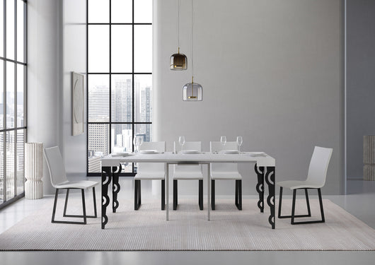 Consolle allungabile 90x40/196 cm Karayan Small Bianco Frassino telaio Antracite