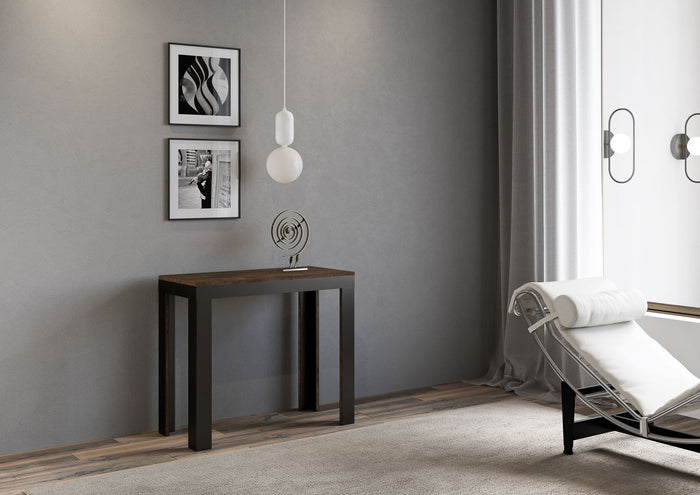 Consolle allungabile 90x40/196 cm Lineo Small Evolution Noce telaio Antracite