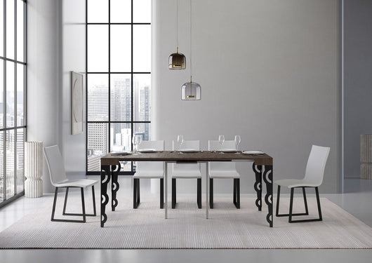 Consolle allungabile 90x40/196 cm Karayan Small Noce telaio Antracite