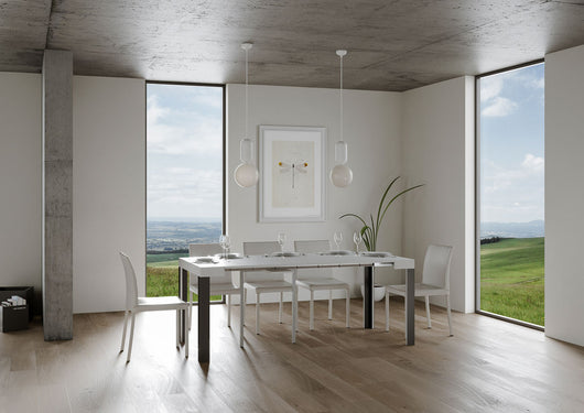 Consolle allungabile 90x40/300 cm Lineo Bianco Frassino telaio Antracite