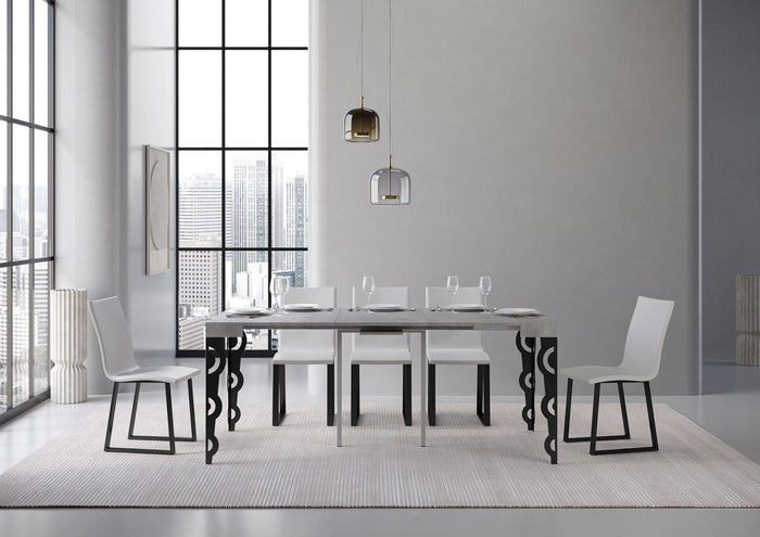 Consolle allungabile 90x40/196 cm Karayan Small Cemento telaio Antracite