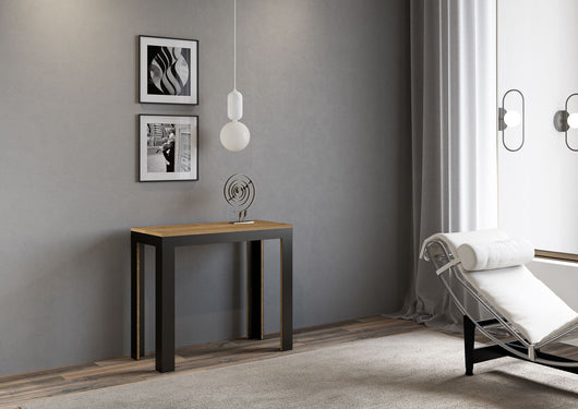 Consolle allungabile 90x40/196 cm Lineo Small Evolution Quercia Natura telaio Antracite