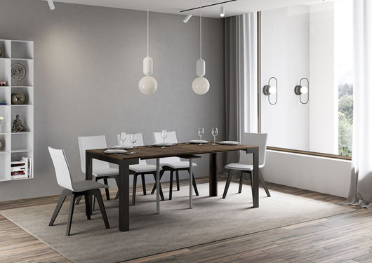 Consolle allungabile 90x40/196 cm Lineo Small Evolution Noce telaio Antracite