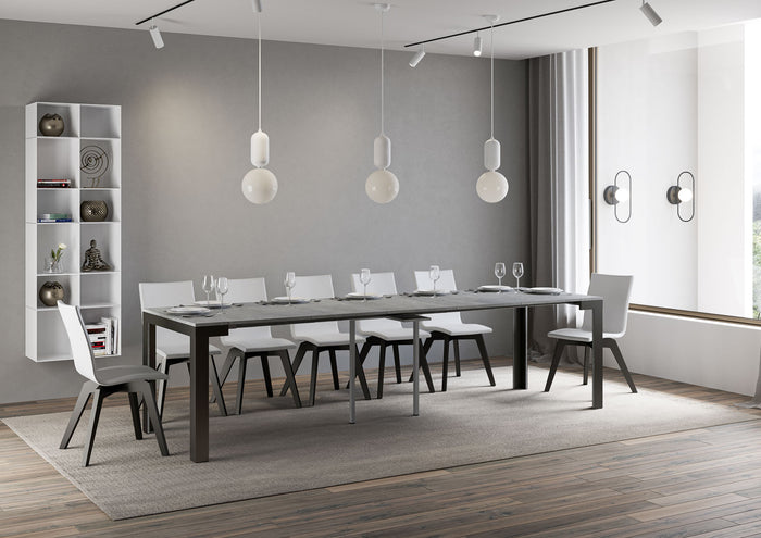 Consolle allungabile 90x40/300 cm Lineo Evolution Cemento telaio Antracite