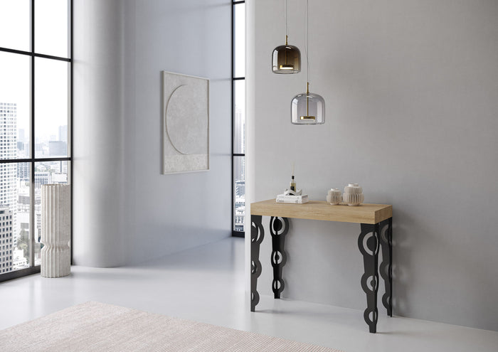 Consolle allungabile 90x40/300 cm Karayan Quercia Natura telaio Antracite