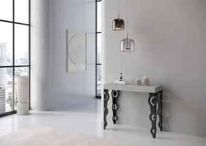 Consolle allungabile 90x40/196 cm Karamay Small Premium Cemento telaio Antracite