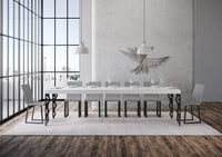 Consolle allungabile 90x40/300 cm Karayan Premium Bianco Frassino telaio Antracite