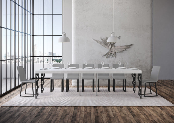 Consolle allungabile 90x40/300 cm Karayan Premium Bianco Frassino telaio Antracite