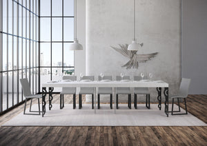 Consolle allungabile 90x40/300 cm Karayan Premium Bianco Frassino telaio Antracite