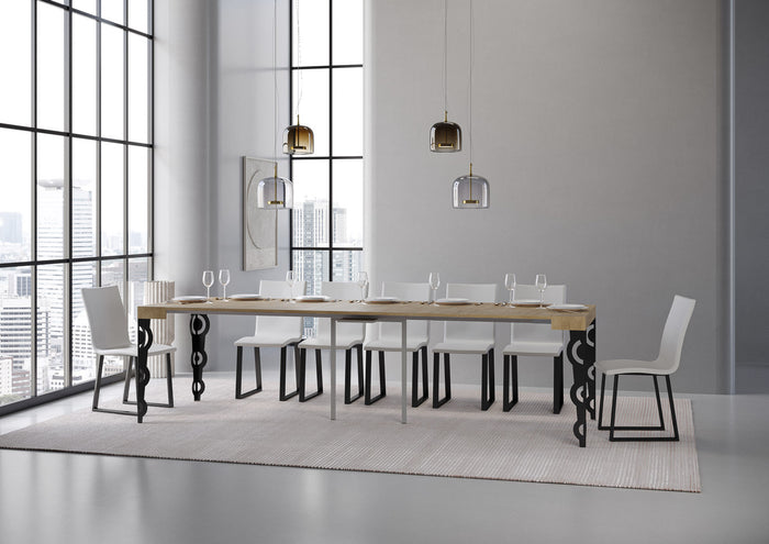 Consolle allungabile 90x40/300 cm Karayan Quercia Natura telaio Antracite