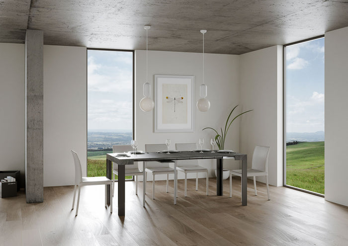 Consolle allungabile 90x40/196 cm Lineo Small Cemento telaio Antracite